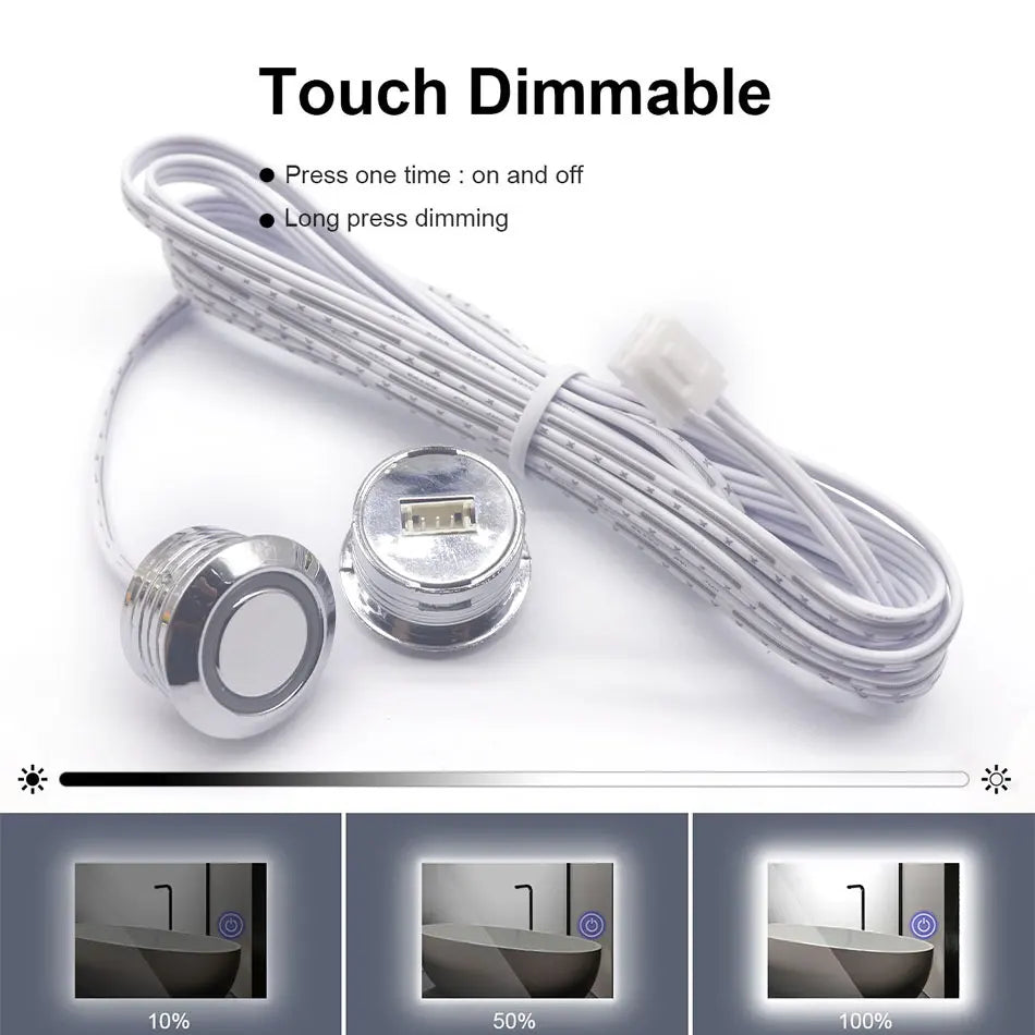 Mini Smart Touch Dimmer Switch DC 12V 24V 3Pin Quick Connect for LED Cabinet Light Drive Power Sensor Centralized Control On/Off