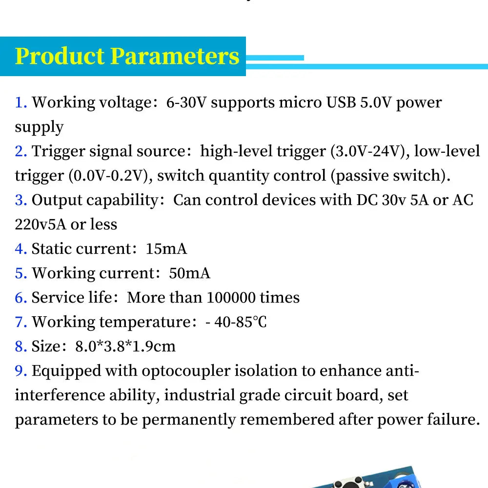 6-30V Micro USB Digital LCD Display Time Delay Relay Module Control Timer Switch Trigger Cycle Module XY-LJ02