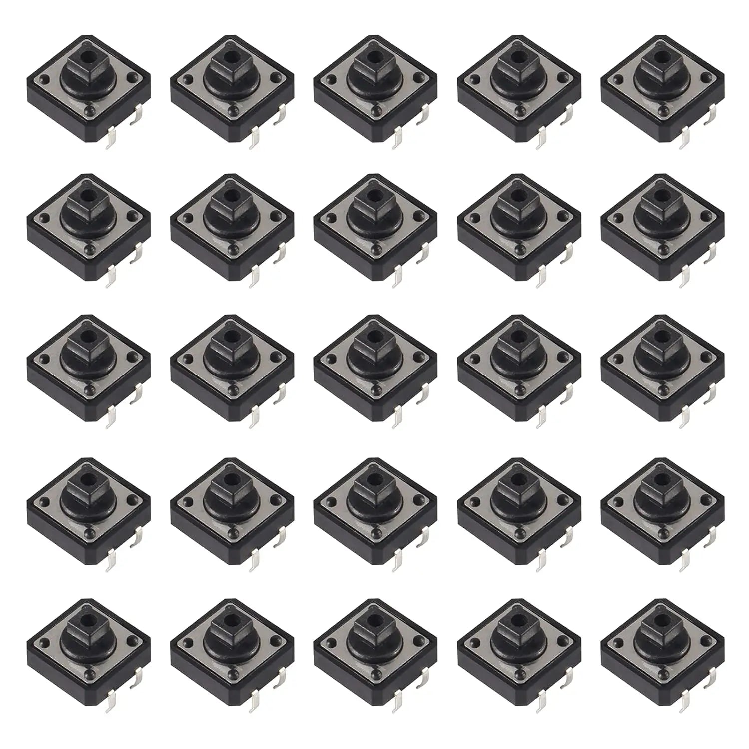 25pcs 12x12x7.3mm Momentary Tact Tactile Push Button Switch Touch Switch Micro Switch 4 Pins SMD PCB with Cap for Arduino