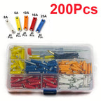 50/100/200 Pcs Continental Car Fuses Set European Bar Torpedo Fuse 5/8/10/16/25 AMP Automotive Circuits For Vintage Classic Cars
