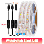 5V LED Strip Light USB Dimmer/Switch White Warm Blue Waterproof Adhesive Tape 2835 60LEDs Cabinet Room Night Lighting 1M 3M 5M