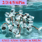 M12 Aviation Plug 2 3 4 5 6 Pin Male Head Adapter Cable Connector GX20 GX16  GX12 to XH2.54 Terminal Wire Extension Line 15-30cm