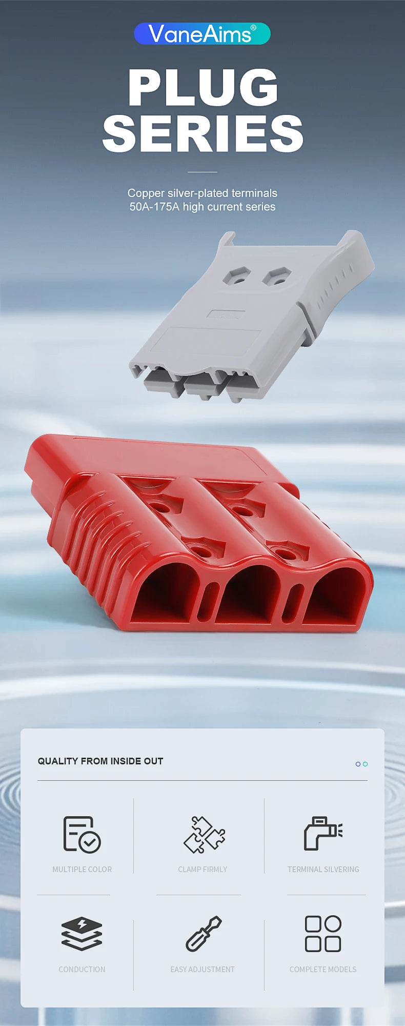 2pcs 50A 75A 175A 3P Battery Power Connector Kit Quick Disconnect Plug 600V Car Forklift Battery Charging Electrical Connectors