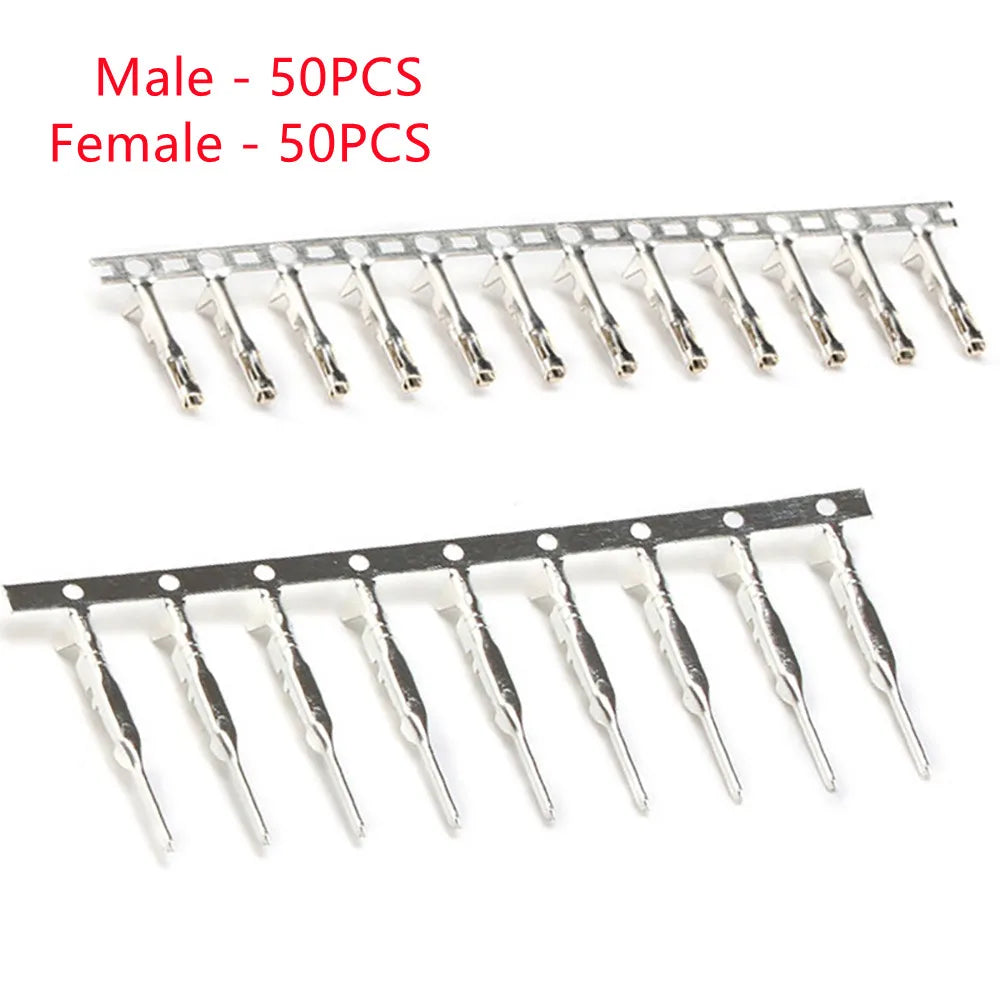 50PCS Dupont Connector Crimping Terminal Male And Female Pins for 2.54mm Dupont Housing Connectors