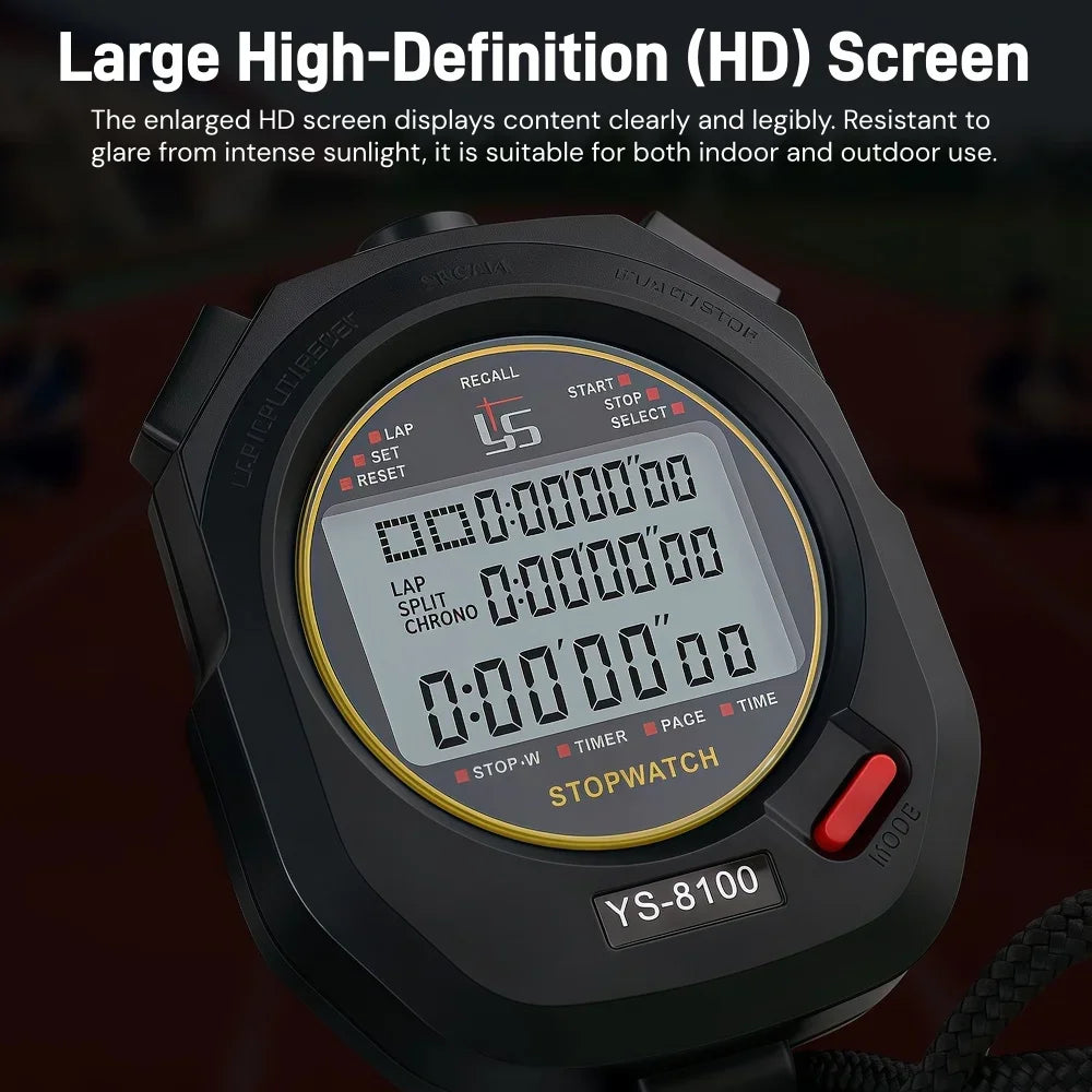 Waterproof Digital Stopwatch, 100-Lap Sports Timer with Neck Lanyard for Running, Swimming, Training - Stopwatch for Men Women