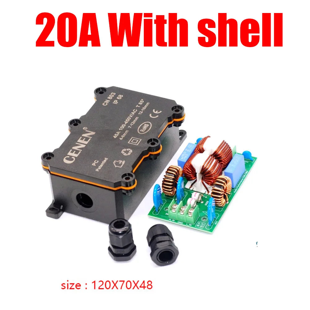 110V 220V AC EMI Filter 15A 20A External Lightning Anti-Interference Power Filtering Board Purifier Amplifier Noise Impurity