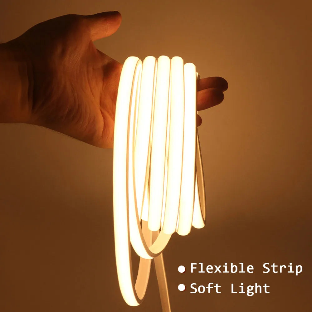 Dimmable COB LED Neon Strip Light 220V Dimmer Switch Power Kit High Density 288 LEDs Linear Lighting IP68 Waterproof Flex Ribbon