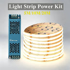 12V 24V COB LED Strip Linear Tape Light Ultra Thin with Power Transformer 2Pin Wire for Home Cabinet Engineering Decor 1 Set