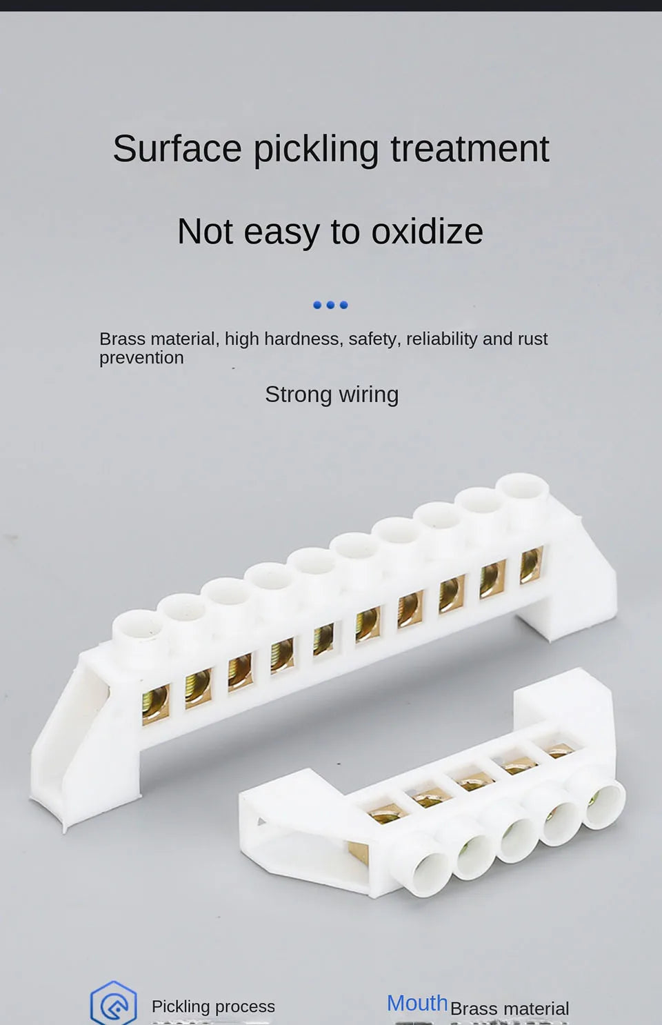 Bridge Type Zero Line Ground Bar Grounding Copper Bar Distribution Box to Zero  Terminal Block Connector Earth Neutral 5-12 Hole