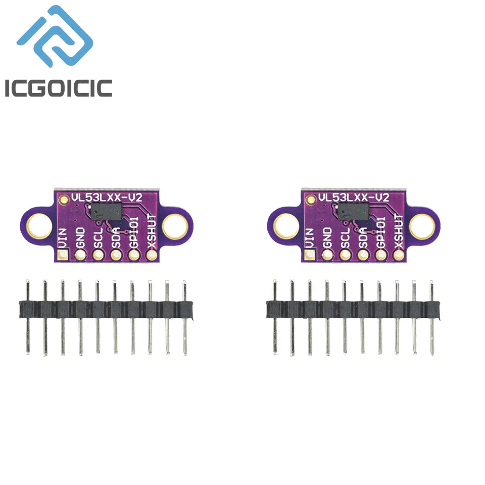 1-10PCS VL53L0X Time-of-Flight (ToF) Laser Ranging Sensor Breakout 940nm GY-VL53L0XV2 Laser Distance Module I2C IIC with Pin