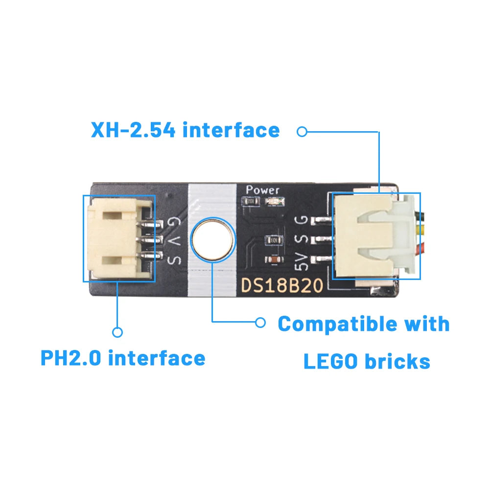 DS18B20 Temperature Sensor Module 304 Stainless Steel Waterproof Probe Waterproof Oil-proof Anti-interference GVS PH2.0 Interfac