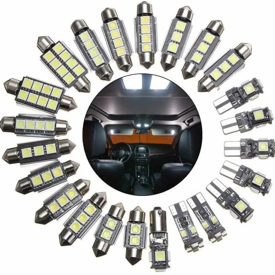 23Pcs T10 5050 Car LED Light Bulb Interior Dome Trunk License Plate Lamps Kit White for Bmw E53 E60 E90 LED Lamp
