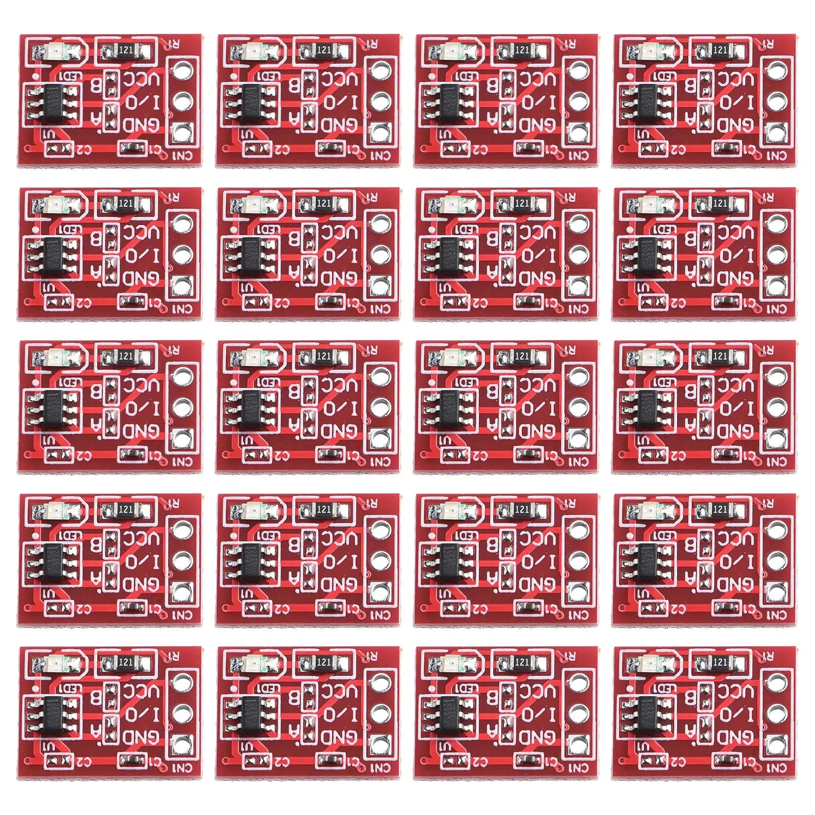 20pcs TTP223 Capacitive Touch Button with Self-Locking Capability and Standard Pinout for Breadboard and PCB Mounting