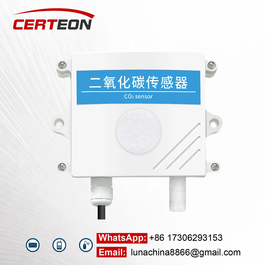 QT-10 CO2 Transmitter NDIR Carbon Dioxide Sensor RS485 4-20mA 0-5V 0-10V 10-30VDC IP65 for Greenhouse HVAC Factory