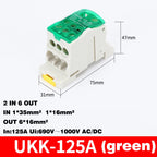 Din Rail Terminal Block UKK 80A/125A/160A/250A/400A Distribution Box One In Several Out Unipolar Junction Box Wire Connector