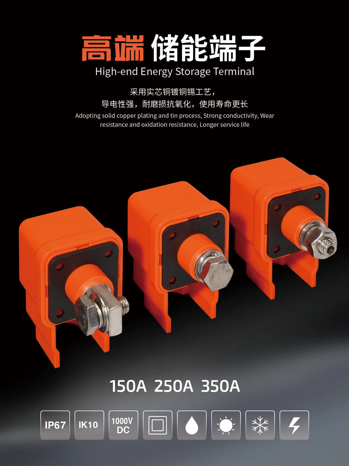 2pcs 150A 250A 350A MEB High Quality Through-wall Type High Current Lithium Battery Copper Connector New Energy Storage Terminal