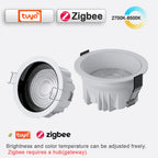 3CCT Tuya Bluetooth/Zigbee Matter Smart Recessed LED Downlight Aluminum Downlight AC5W-20W Spot Light