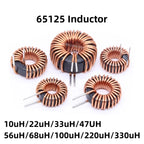 5Pcs Toroid core Inductors 65125 Winding Magnetic Inductance 22uH 33uH 470uH Inductor Iron Gauge Aluminum Magnetic Ring Coil