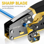 ZoeRax RJ45 Crimping Tool Pass Through Crimper for Cat6/5e/5 Ethernet Connector All-in-one Wire Tool With Replacement Blade