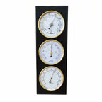 Triple Dial Wall Mounted Barometer Wooden Base Analog Weather Station for Home Office Gift Idea