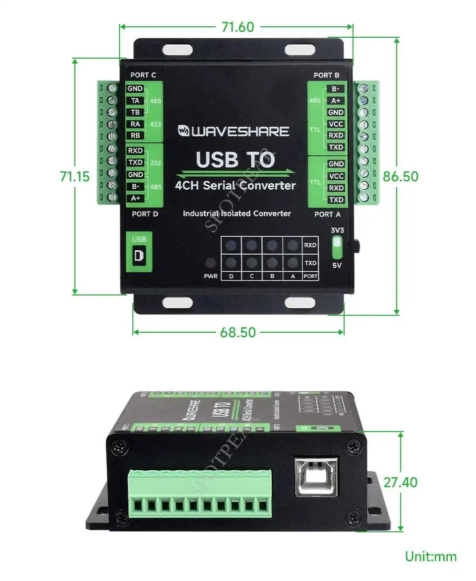 Industrial Converter USB TO 4CH RS232/485/422/TTL Serial UART FT4232HL