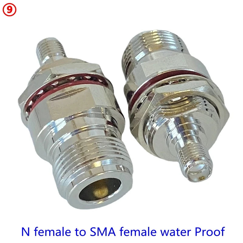 L16 N Female To SMA Female Connector N Female To SMA Female with Nut O-ring Washer Flange Water Proof Bulkhead Panel Mount Brass