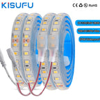 IP68 Waterproof LED Strip Light 2835 12V 24V 120LED/m with 2-pin Wire/ DC Plug Flexible Adhesive Tape 3000k/4500K/6000K 1M-20M