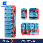 1/2/4/8 Channel Relay Module 5V/12V/24V with Optocoupler Isolation High/Low Level Dual Trigger for Arduino/PLC/MCU Control Board