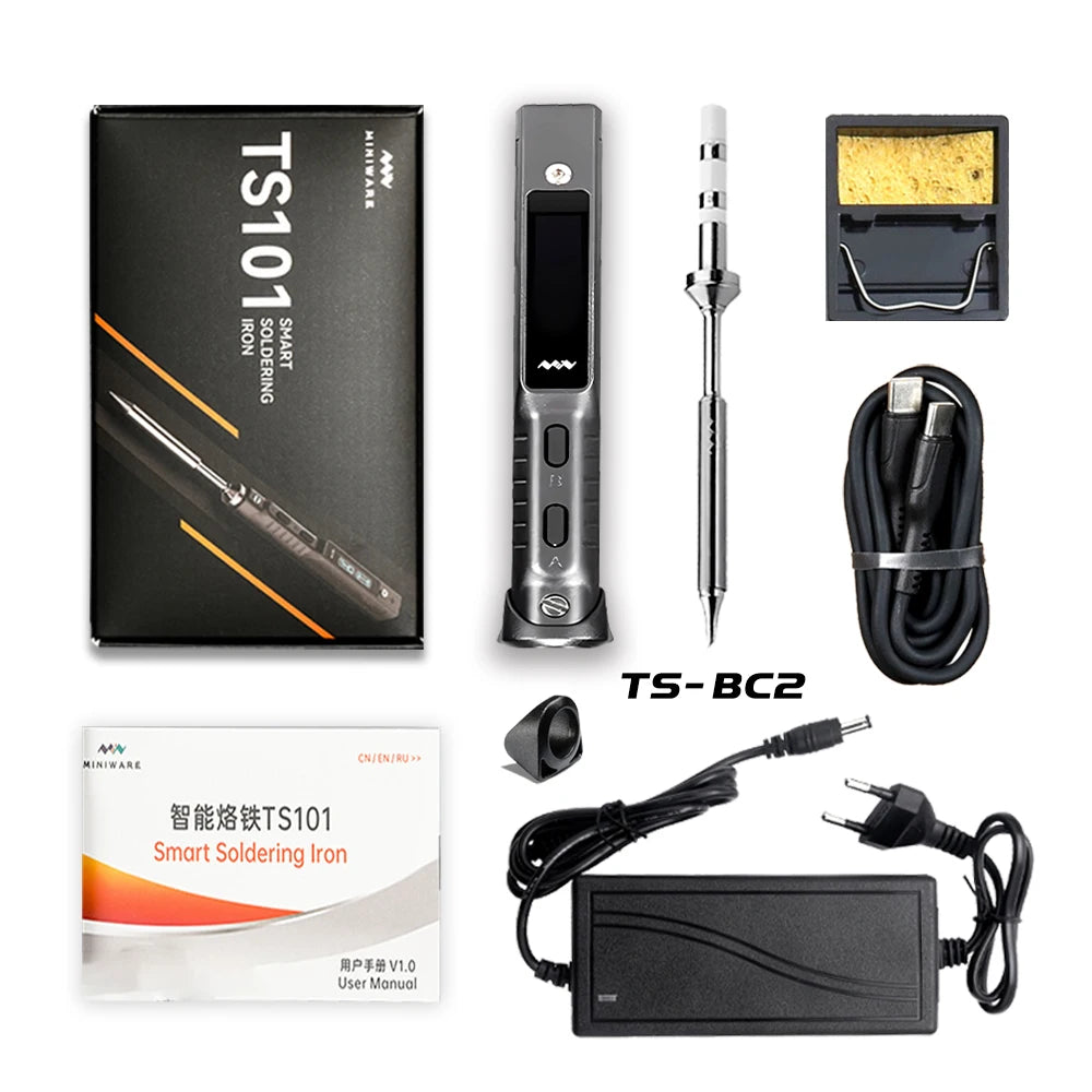 Original TS101 Electric Soldering Iron Adjustable Temperature Digital USB Mini Solder Station 90W TS100 TS 101 Upgrade With Tips