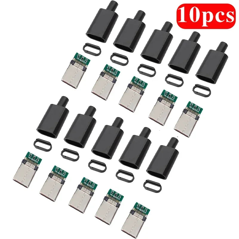 5pcs 10Pcs TYPE C USB 3.1 24 Pin Male Plug Welding Connector Adapter with Housing  Charging Plugs Data Cable Accessories Repair