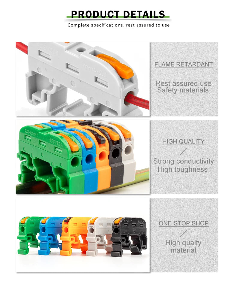 5/10pcs Din Rail Terminal Block Wire Connector 211 Quick Wire Compact Splicing Conductor Fast Cable Connector Conductor