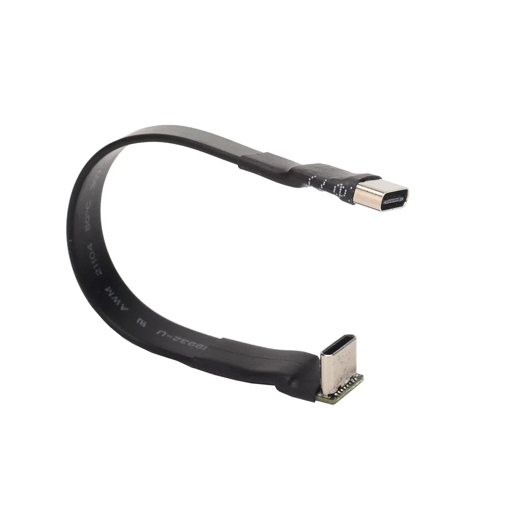 USB 2.0 Type C Ribbon Flat Cable Shielded Extension FPC Cable USB 2.0 USB-C 90 Degree Up/Down Angled Connectors 5CM-3M For TV PC