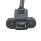Micro Type USB USB 2.0 Male Connector to Type-c Mini USB 5pin Female Extension Cable Pitch 17mm With Screws Panel Mount Hole