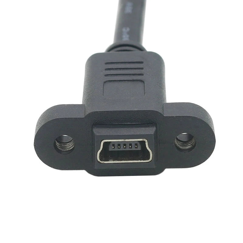 Micro Type USB USB 2.0 Male Connector to Type-c Mini USB 5pin Female Extension Cable Pitch 17mm With Screws Panel Mount Hole