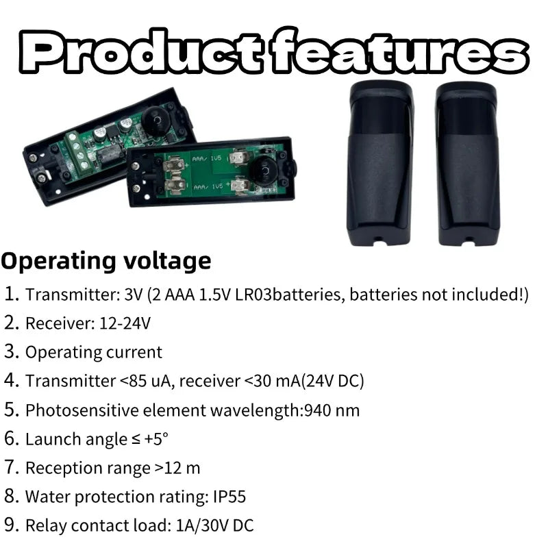 Wireless Battery Photocell Infrared Sensor Beam For Sliding Door Sense The Human Body Safety Control