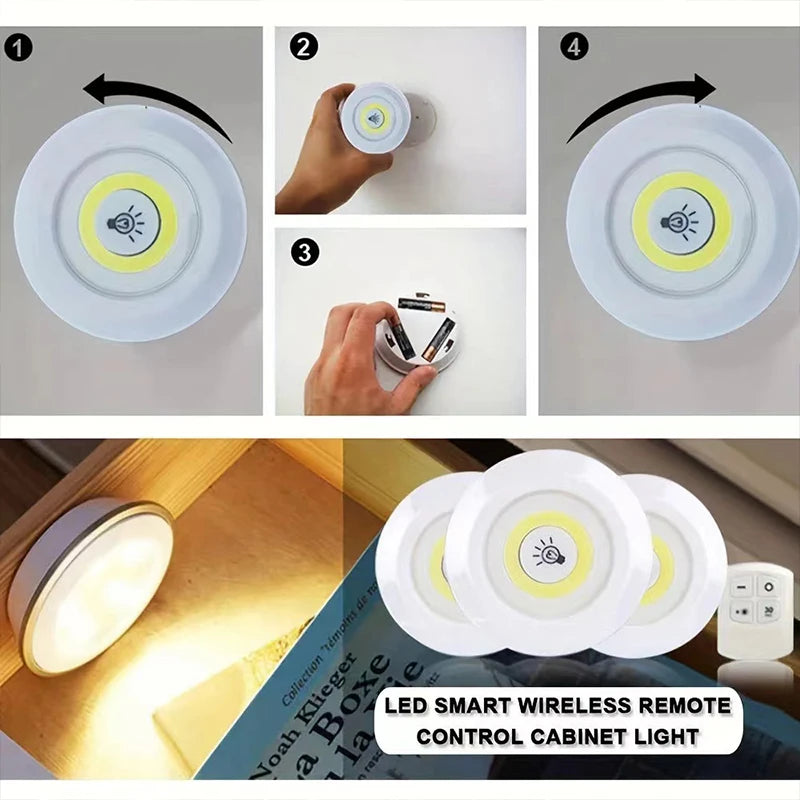 Dimmable LED Under Cabinet Light with Remote Control Battery Operated LED Closets Lights Wardrobe Bathroom Lighting Night Light