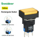 16mm Push Button Switch LED Illuminuted 12/24/220V Momentary Self-locking on Off with Light Square Round Rectangle Power Switch