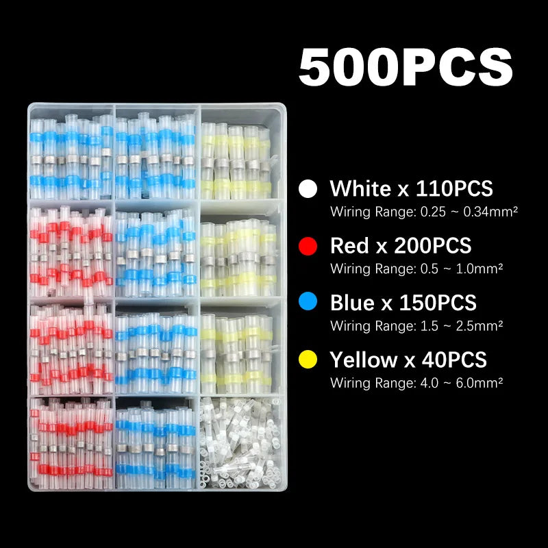 Solder Seal Wire Connectors Boxed Connectors Kit Heat Shrink Sealed Insulated Butt Splice Terminal Waterproof Shrinkable Sleeve