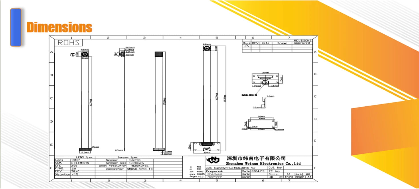 4624x3468 16MP HD IMX298 USB Camera Module AF/FF 78.4° PCB Board +FPC CCM Module Split UVC No-Drive Protocol MJPEG,YUV2
