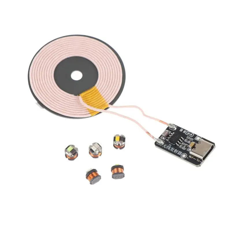 5Pcs TYPE-C 5V Wireless Power Supply Transmitter Coil Induction Wireless LED Receiver Light Lamp Model Diorama Robots