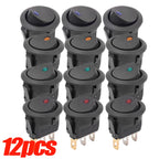 12V LED Boat Switch with Light Car Truck Rocker Switch on/Off Control SPST 3 Pin 2 Position for Marine Auto 1/3/12pcs