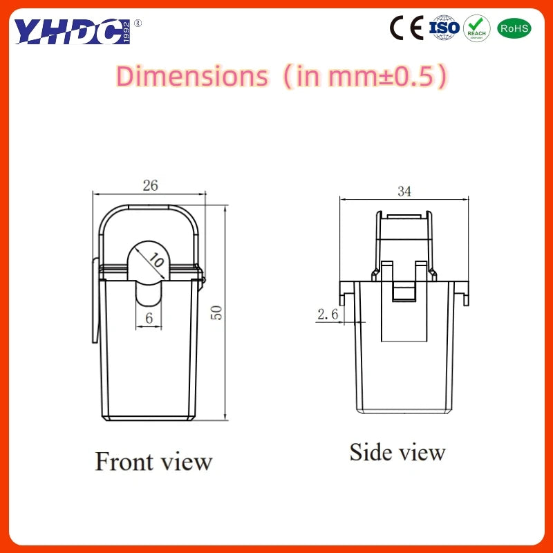 YHDC SCT010T-D Input 5A/10A/20A/30A/50A Output 1V/3V/5V DC Accuracy 1% Split Core Current Transformer