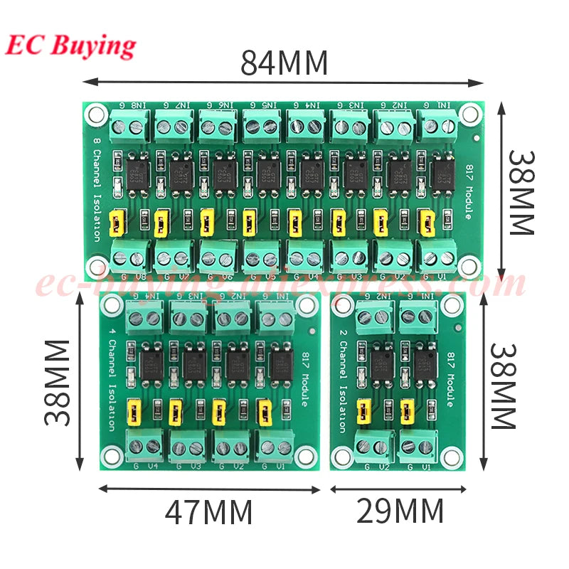 EL817 PC817 1 2 4 8 Way Channel Optocoupler Isolation Module PLC 3V-5V 12V 24V Photoelectric Isolator Optical Coupler Board