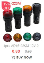 AD16-16SM 16mm buzzer 12V 24V 110V 220V 380V Flash Signal Light Red LED Active Buzzer Beep Alarm Indicator Red Green Yellow