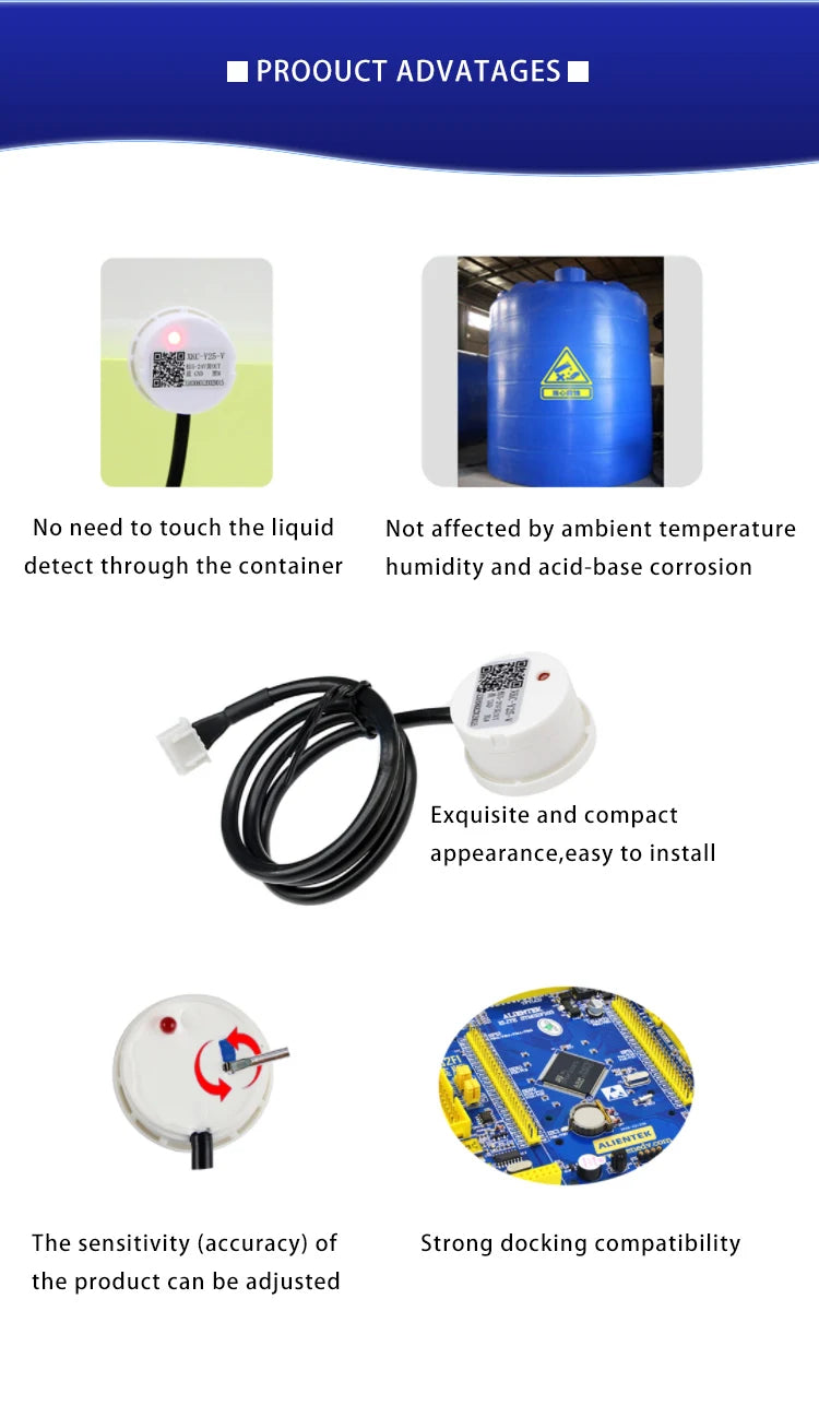 Touchless Contactless Capacitive 5-24V Water Sensor Liquid Level Sensors Switch with High Precision and Stability