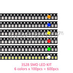 600pcs=6colors x 100pcs 5050 5730 1210 1206 0805 0603 0402 SMD LED Diode Kit Red / Green / Blue / White / Yellow/ Orange