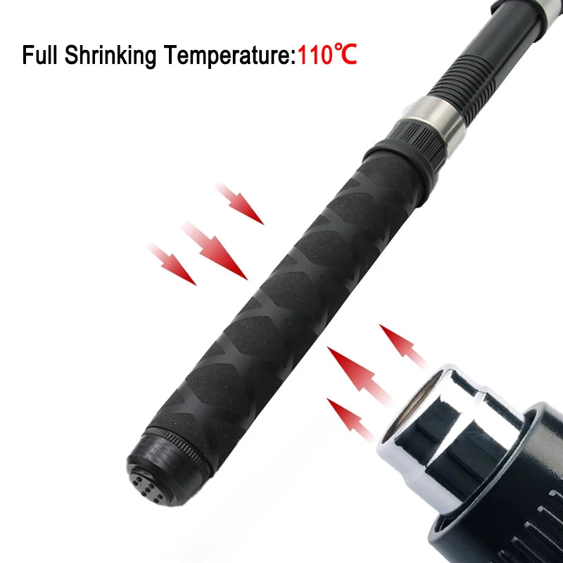 X Pattern Black 15 18 20 25 30 35 40 50 60mm Heat Shrink Sleeve for Fishing Rod Grips Non Slip-Insulation-Waterproof Wrap Tubing