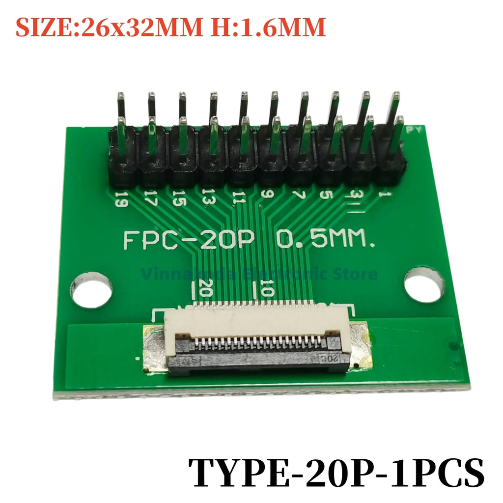 1PCS FFC/FPC Conversion Board 0.5mm Connector to 2.54MM Double Row Bent Pins 4/10/14/15/16/22/26/30/32/36/42/45/60/64/68/80/96P
