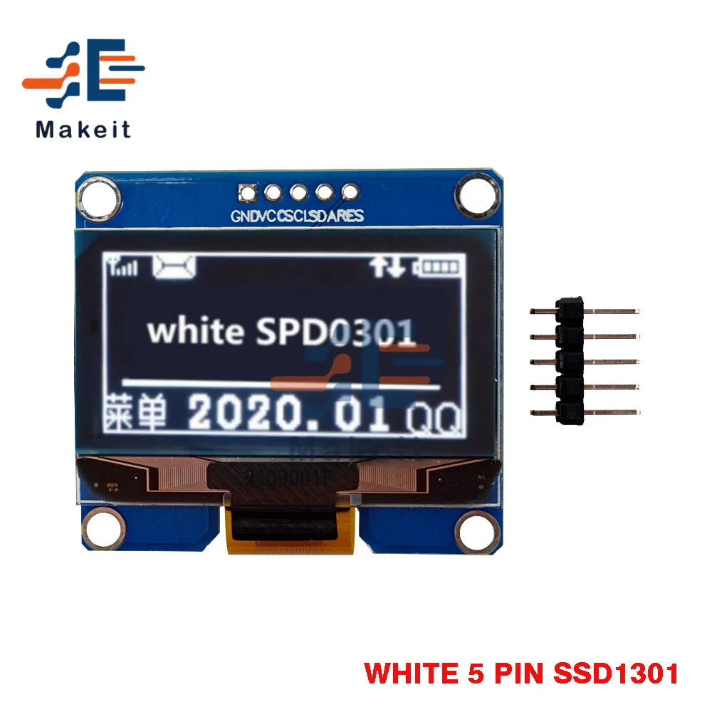 1.54 Inch OLED Module 5 Pin 7 Pin White Blue Yellow SPI IIC I2C Interface SSD1309 SPD0301 Driver 128x64 Display Screen Board