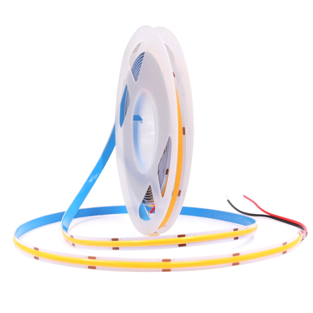 DC 12V 24V COB Strip 320Leds/M High Density RA90 White Pink Yellow Ice Blue Red Green Flexible Ribbon Rope LED Light